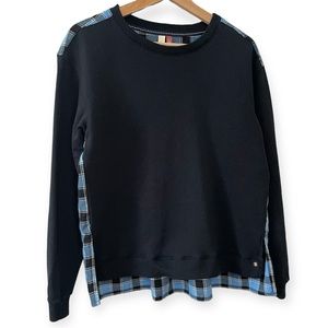 Anthropologie Pilcro Black and Blue Plaid Sweatshirt, Size S